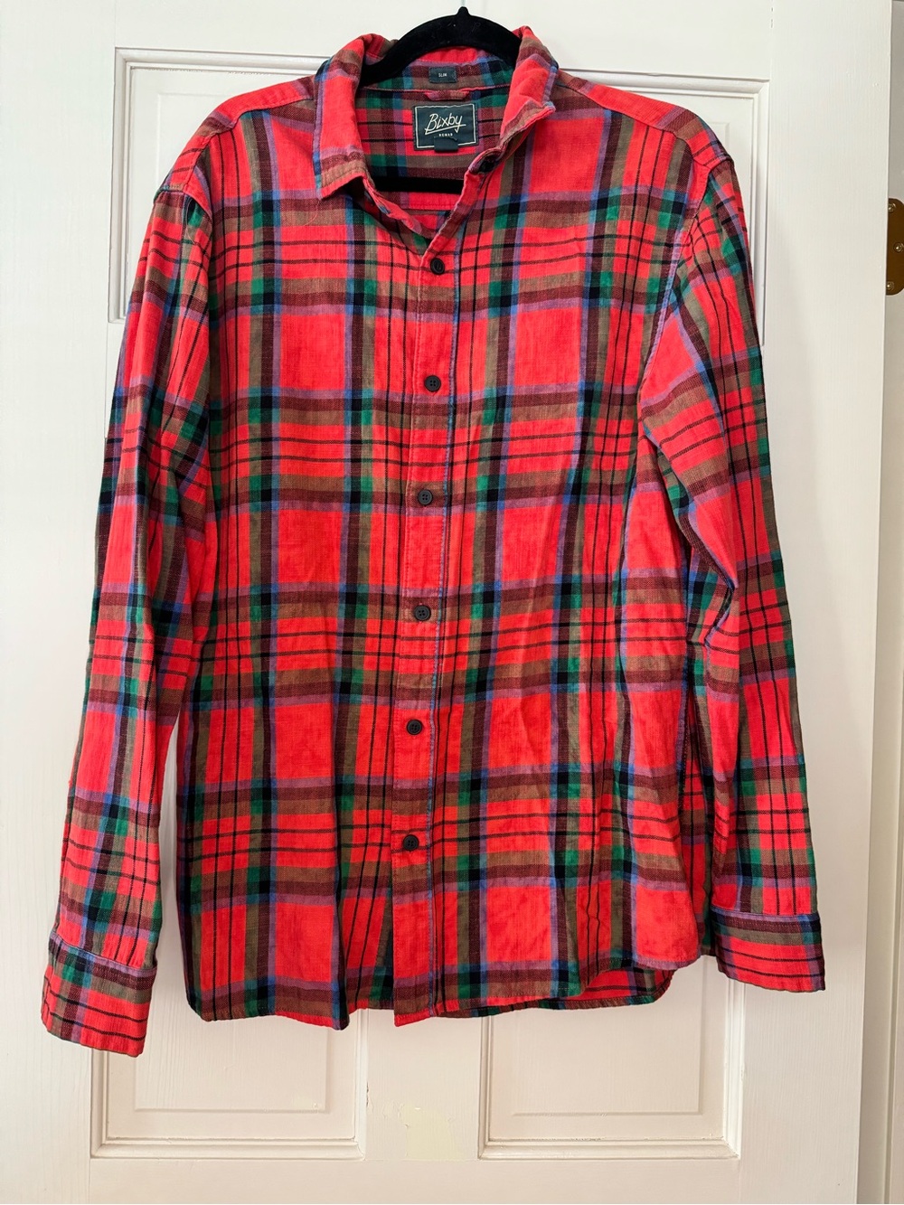 Men’s Bixby Nomad Long-Sleeve Collared Button Down Flannel Shirt L